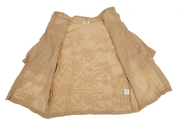 プランテーションPlantation ボタニカルリップルスタンドカラー半袖シャツ モカベージュM K-111057_007