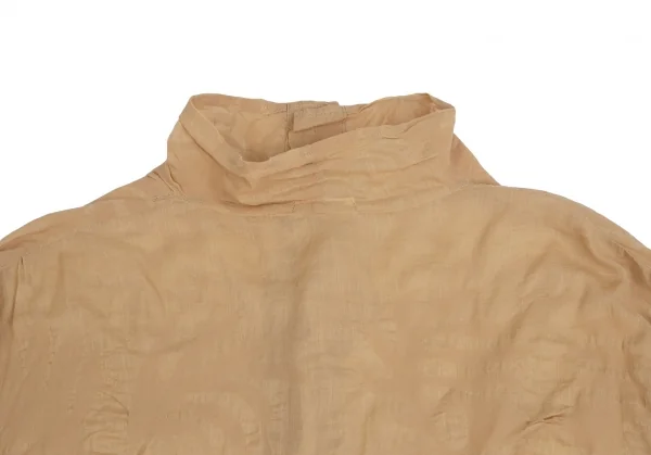 プランテーションPlantation ボタニカルリップルスタンドカラー半袖シャツ モカベージュM K-111057_009