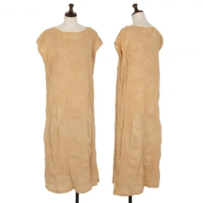 プランテーションPlantation ボタニカルリップルノースリーブワンピース モカベージュ