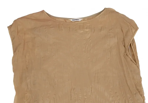 プランテーションPlantation ボタニカルリップルノースリーブワンピース モカベージュM K-111058_003