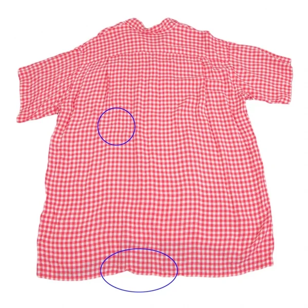 トリココムデギャルソンtricot COMME des GARCONS レーヨンギンガムチェックビッグシルエット半袖シャツ ピンク白M位 K-111070_010