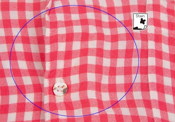 トリココムデギャルソンtricot COMME des GARCONS レーヨンギンガムチェックビッグシルエット半袖シャツ ピンク白M位 K-111070_004