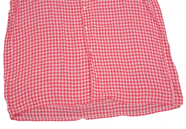 トリココムデギャルソンtricot COMME des GARCONS レーヨンギンガムチェックビッグシルエット半袖シャツ ピンク白M位 K-111070_008