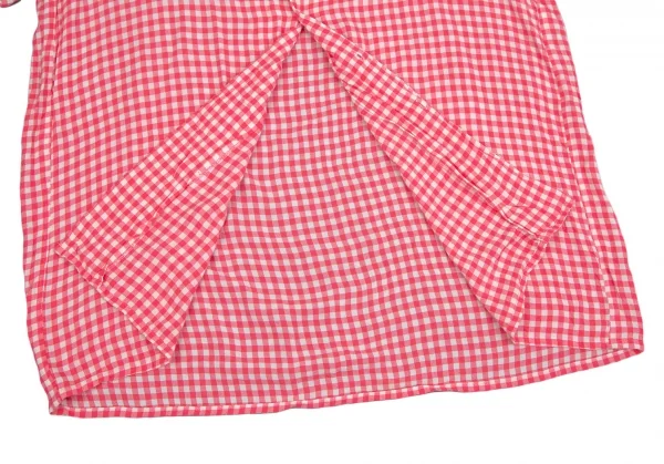 トリココムデギャルソンtricot COMME des GARCONS レーヨンギンガムチェックビッグシルエット半袖シャツ ピンク白M位 K-111070_009