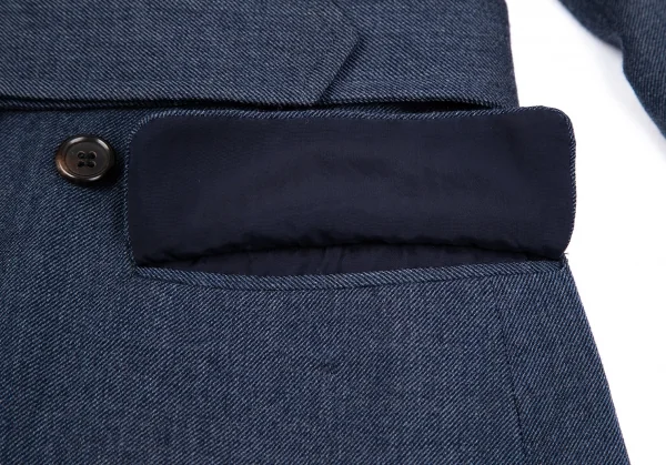 コムデギャルソンCOMME des GARCONSウールダブルブレストベルテッドジャケット 紺M K-111071_013