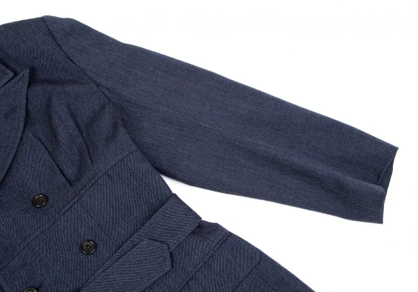 コムデギャルソンCOMME des GARCONSウールダブルブレストベルテッドジャケット 紺M K-111071_007