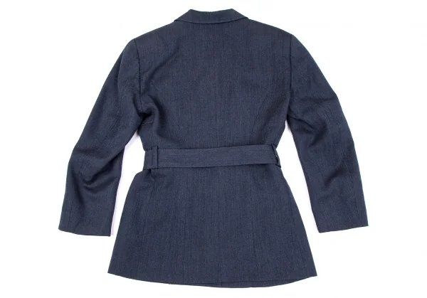 コムデギャルソンCOMME des GARCONSウールダブルブレストベルテッドジャケットセットアップ 紺M K-111073_011