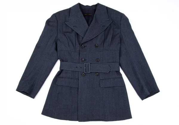 コムデギャルソンCOMME des GARCONSウールダブルブレストベルテッドジャケットセットアップ 紺M K-111073_003