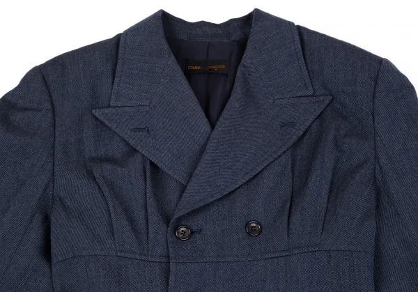 コムデギャルソンCOMME des GARCONSウールダブルブレストベルテッドジャケットセットアップ 紺M K-111073_004
