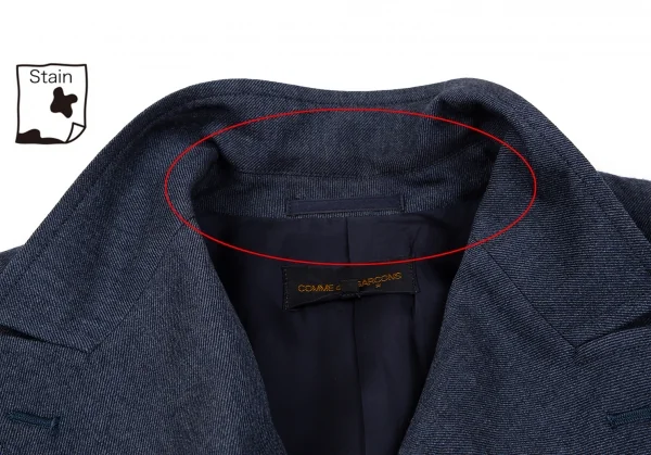 コムデギャルソンCOMME des GARCONSウールダブルブレストベルテッドジャケットセットアップ 紺M K-111073_005