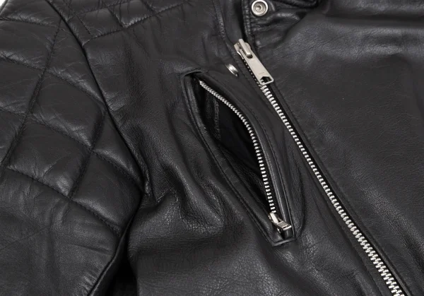 ポールスミスPaul Smith LONDON レザーダイヤモンドキルティングライダースジャケット 黒L K-111076_010