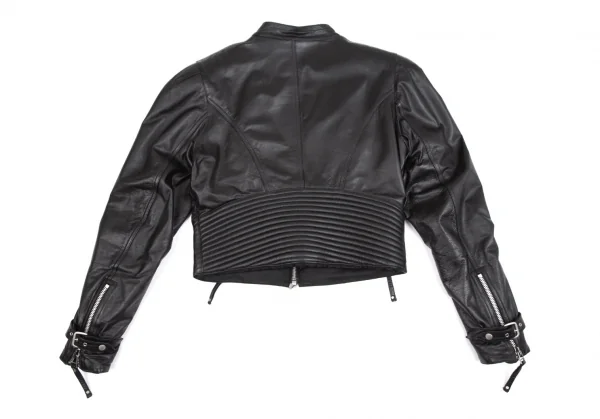 ジャンポールゴルチエ オムJean Paul GAULTIER HOMME レザープリーツライダースジャケット 黒48 K-111078_015