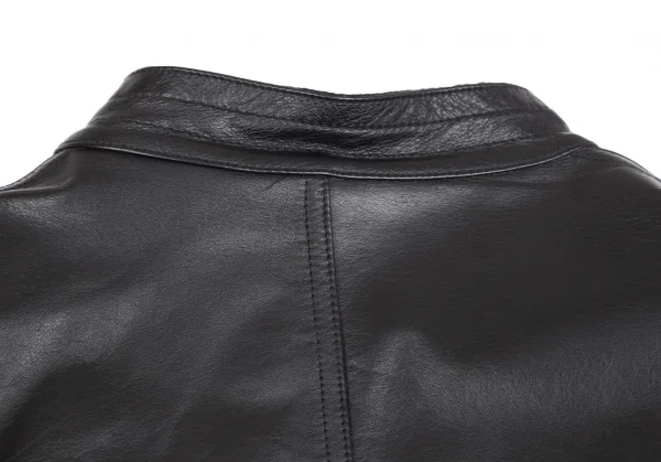 ジャンポールゴルチエ オムJean Paul GAULTIER HOMME レザープリーツライダースジャケット 黒48 K-111078_016