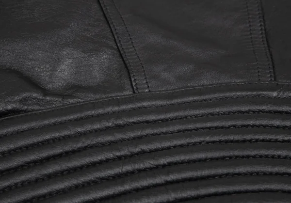 ジャンポールゴルチエ オムJean Paul GAULTIER HOMME レザープリーツライダースジャケット 黒48 K-111078_017