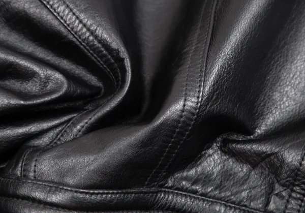 ジャンポールゴルチエ オムJean Paul GAULTIER HOMME レザープリーツライダースジャケット 黒48 K-111078_018