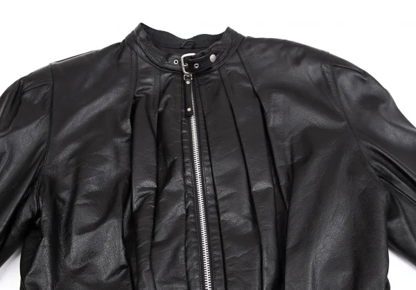 ジャンポールゴルチエ オムJean Paul GAULTIER HOMME レザープリーツライダースジャケット 黒48 K-111078_002