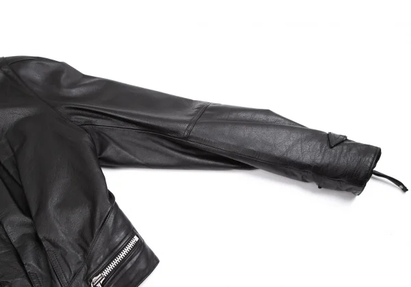 ジャンポールゴルチエ オムJean Paul GAULTIER HOMME レザープリーツライダースジャケット 黒48 K-111078_004