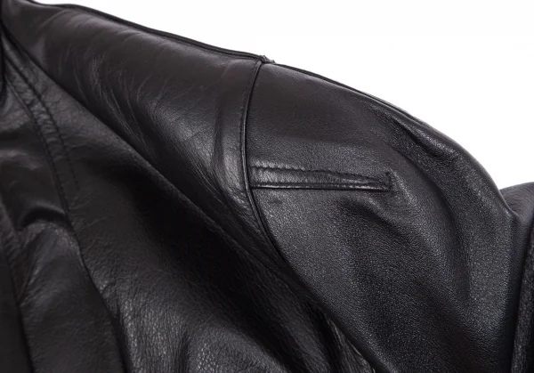 ジャンポールゴルチエ オムJean Paul GAULTIER HOMME レザープリーツライダースジャケット 黒48 K-111078_005
