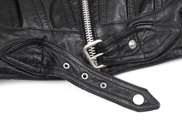 ジャンポールゴルチエ オムJean Paul GAULTIER HOMME レザープリーツライダースジャケット 黒48 K-111078_009