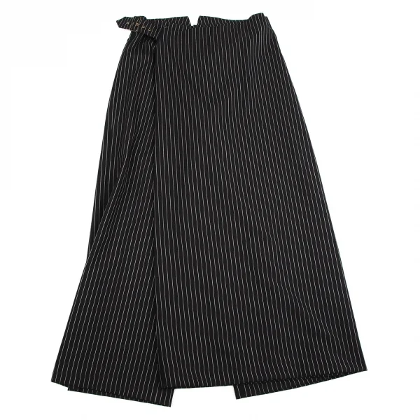 ジャンポールゴルチエ オムJean Paul GAULTIER HOMME ストライプハーフラップワイドパンツ 黒48 K-111079_001