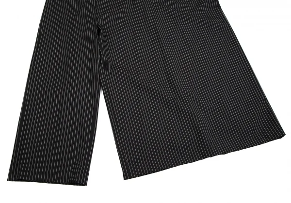 ジャンポールゴルチエ オムJean Paul GAULTIER HOMME ストライプハーフラップワイドパンツ 黒48 K-111079_010