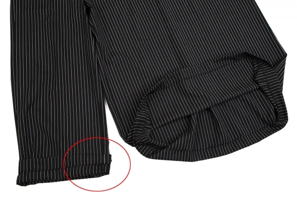 ジャンポールゴルチエ オムJean Paul GAULTIER HOMME ストライプハーフラップワイドパンツ 黒48 K-111079_011