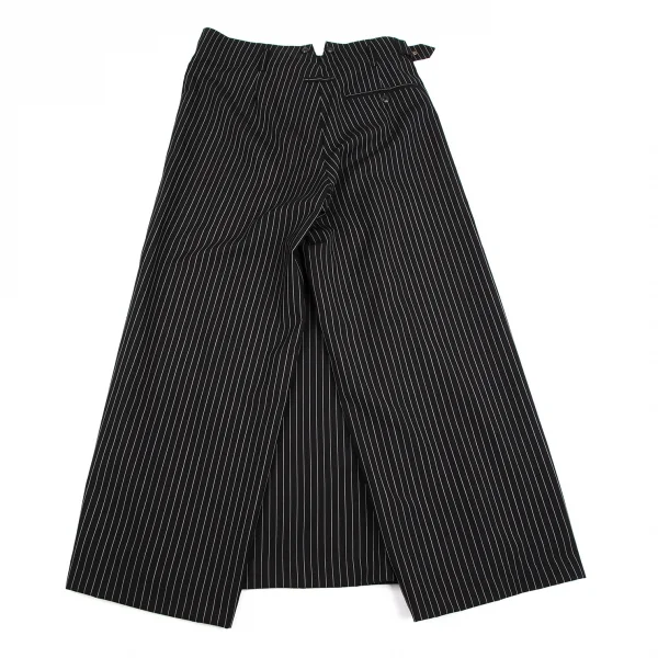 ジャンポールゴルチエ オムJean Paul GAULTIER HOMME ストライプハーフラップワイドパンツ 黒48 K-111079_013