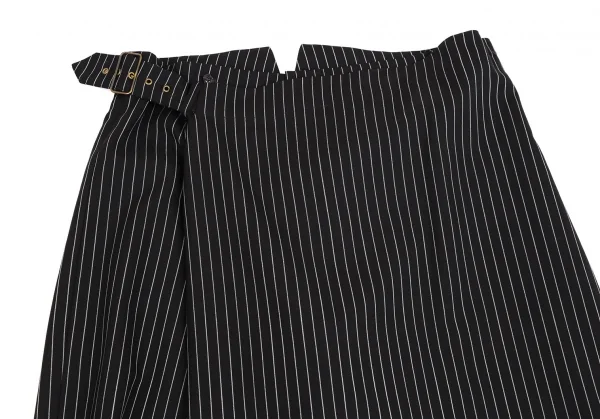 ジャンポールゴルチエ オムJean Paul GAULTIER HOMME ストライプハーフラップワイドパンツ 黒48 K-111079_002