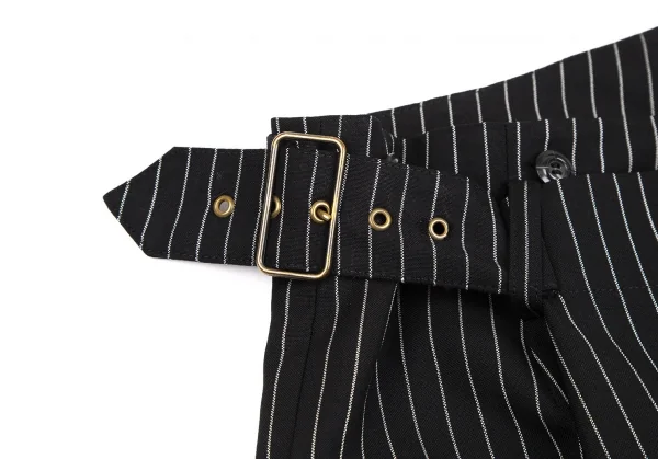 ジャンポールゴルチエ オムJean Paul GAULTIER HOMME ストライプハーフラップワイドパンツ 黒48 K-111079_003