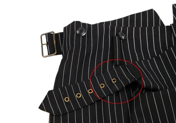 ジャンポールゴルチエ オムJean Paul GAULTIER HOMME ストライプハーフラップワイドパンツ 黒48 K-111079_004