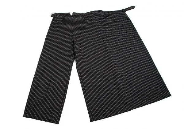ジャンポールゴルチエ オムJean Paul GAULTIER HOMME ストライプハーフラップワイドパンツ 黒48 K-111079_006
