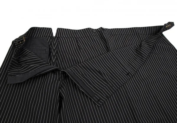 ジャンポールゴルチエ オムJean Paul GAULTIER HOMME ストライプハーフラップワイドパンツ 黒48 K-111079_009