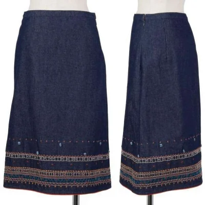 バーバリー レーベルBURBERRY BLUE LABEL 刺繍装飾デニムスカート ブルー