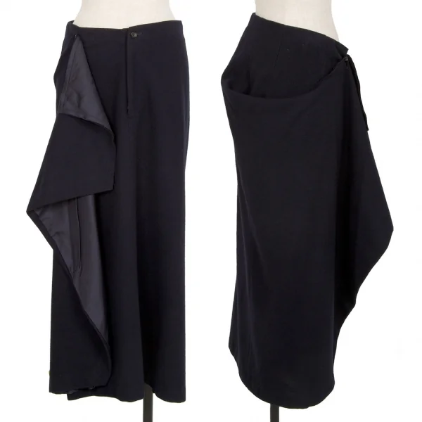 COMME des GARCONS Wool 2 Ways Design Skirt Navy M K-111108_001