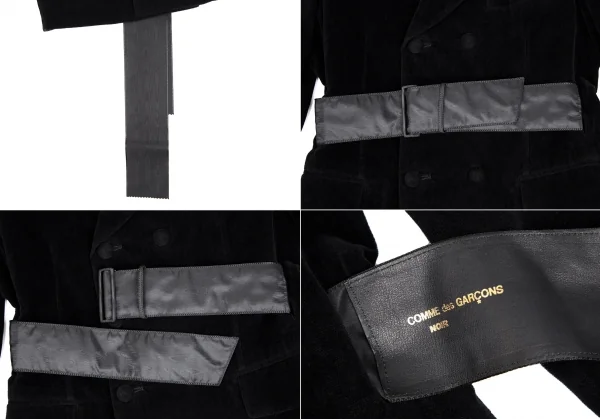 コムデギャルソン ノアールCOMME des GARCONSNOIR リボンベルトデザインベロアダブルジャケット 黒M K-111115_011