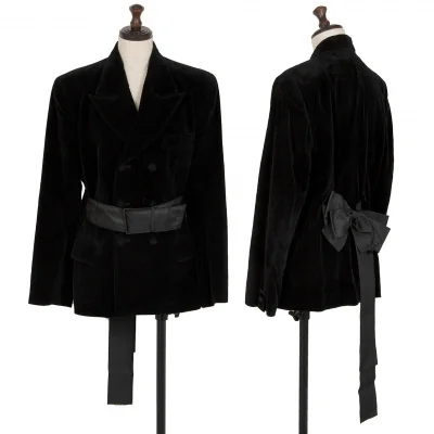 コムデギャルソン ノアールCOMME des GARCONSNOIR リボンベルトデザインベロアダブルジャケット