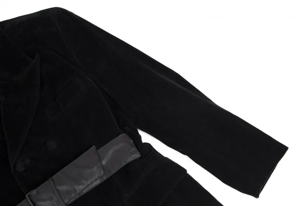 コムデギャルソン ノアールCOMME des GARCONSNOIR リボンベルトデザインベロアダブルジャケット 黒M K-111115_007