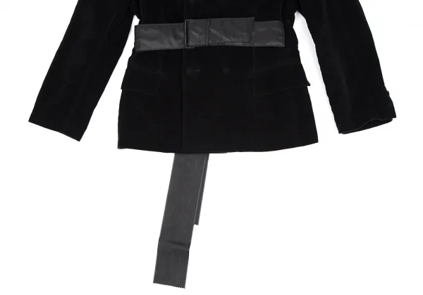 コムデギャルソン ノアールCOMME des GARCONSNOIR リボンベルトデザインベロアダブルジャケット 黒M K-111115_009