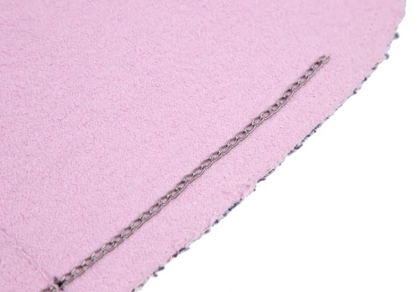 シャネルCHANEL ノーカラーツイードジャケット 青ピンク黒36 K-111120_015