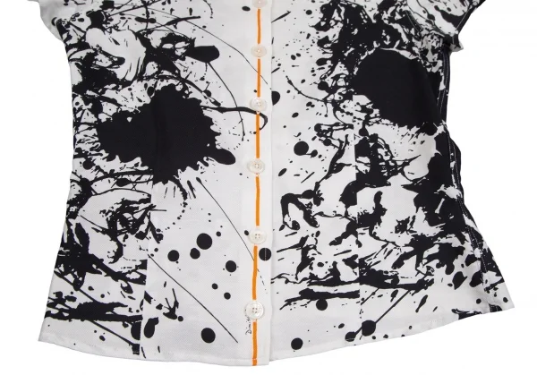 エルメスHERMES コットンリネンスプラッシュプリントブラウス 白黒他36 K-111126_010