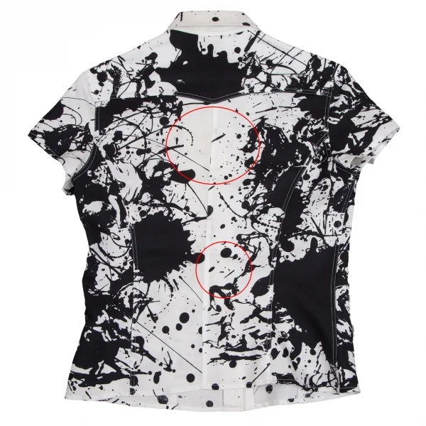 エルメスHERMES コットンリネンスプラッシュプリントブラウス 白黒他36 K-111126_012