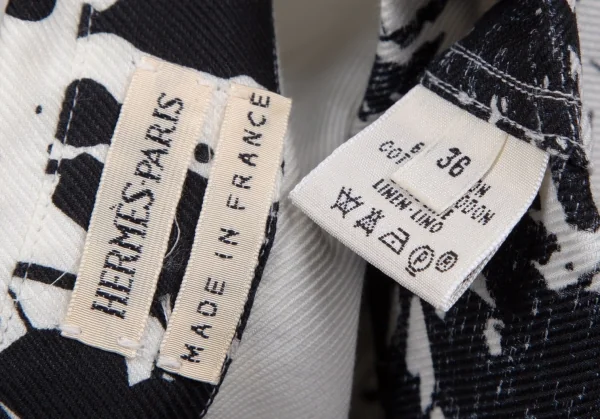 エルメスHERMES コットンリネンスプラッシュプリントブラウス 白黒他36 K-111126_016