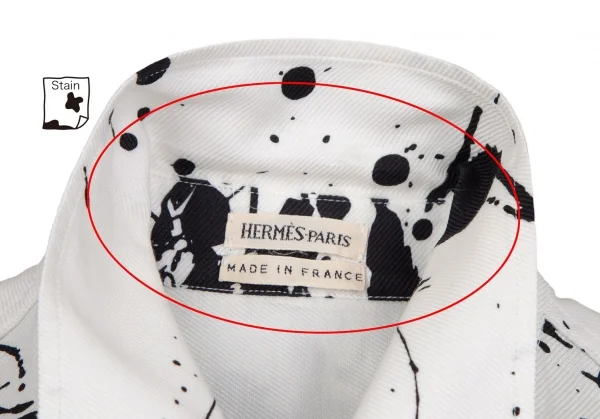 エルメスHERMES コットンリネンスプラッシュプリントブラウス 白黒他36 K-111126_005