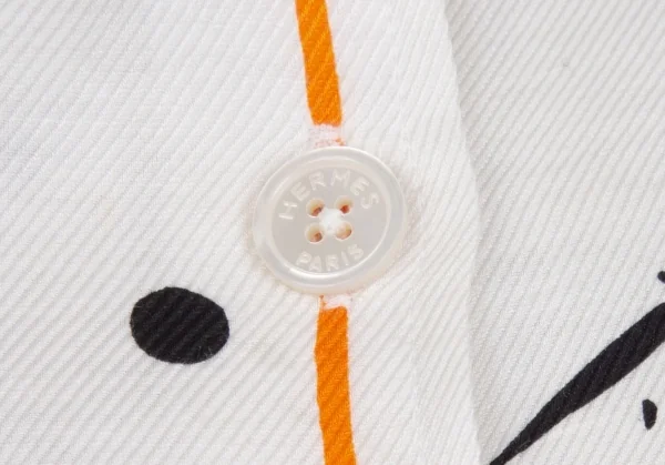 エルメスHERMES コットンリネンスプラッシュプリントブラウス 白黒他36 K-111126_008