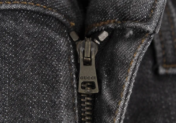 グッチGUCCI GGモノグラムレザーパッチストレッチデニム チャコール40 K-111128_004