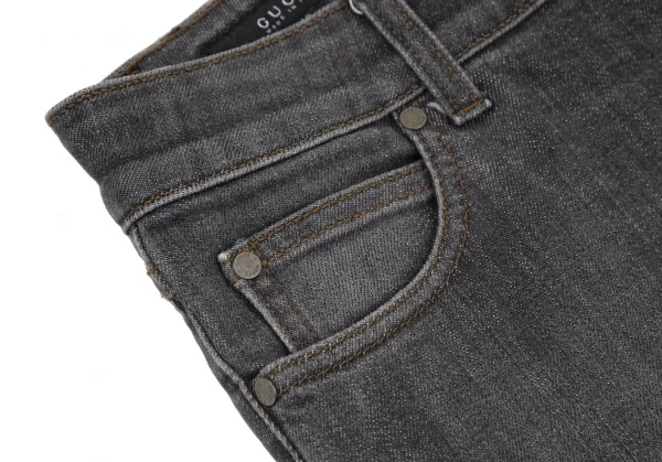 グッチGUCCI GGモノグラムレザーパッチストレッチデニム チャコール40 K-111128_006