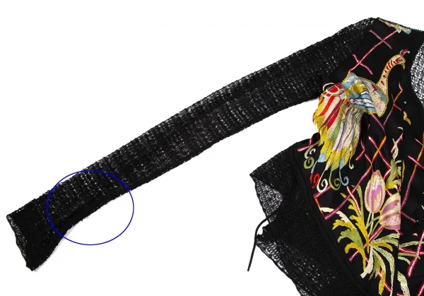 ジョンガリアーノJohn Galliano ボタニカルプリントシフォン切替レースアンサンブル 黒マルチM位 K-111136_004