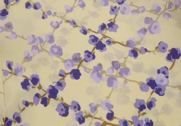 ヴァレンティノVALENTINO 花柄プリントドレープネックシルクノースリーブ 黄色青42 8 K-111137_009