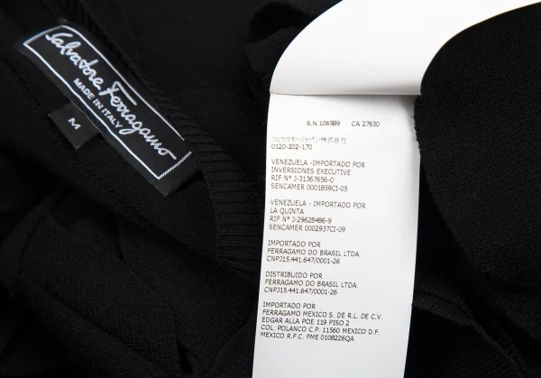 サルバトーレフェラガモSalvatore Ferragamo レーヨンポリ装飾半袖ニット 黒M K-111138_012
