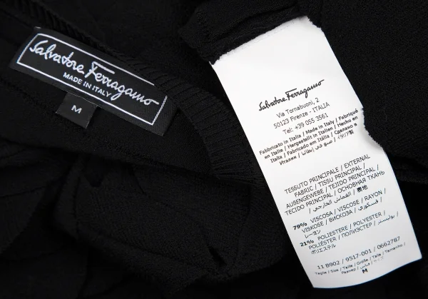 サルバトーレフェラガモSalvatore Ferragamo レーヨンポリ装飾半袖ニット 黒M K-111138_013